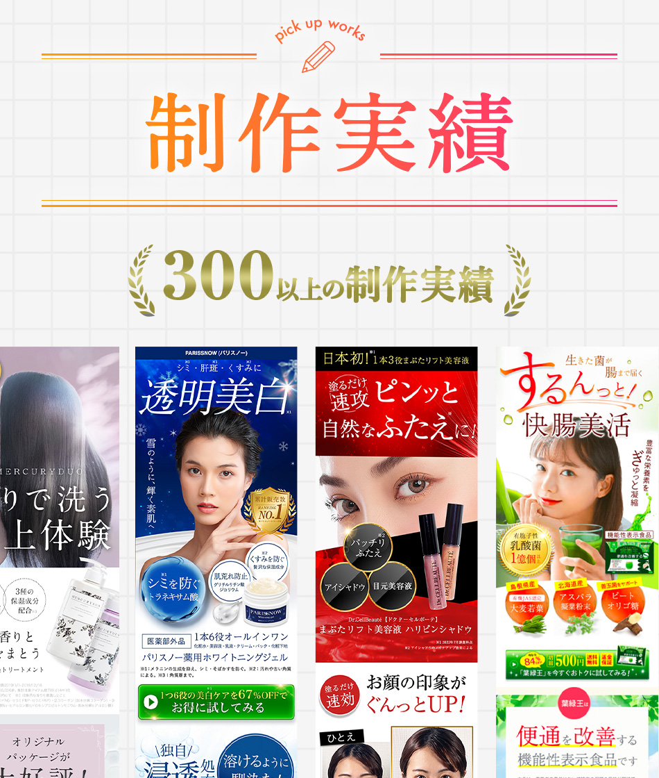 300以上の制作実績