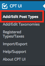 「Add/Edit Post Types」ボタンをクリック。