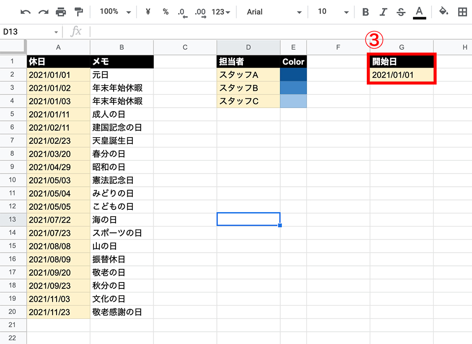 ③担当者の設定