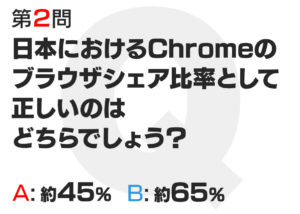 第2問 日本におけるChromeの ブラウザシェア比率として 正しいのは どちらでしょう？