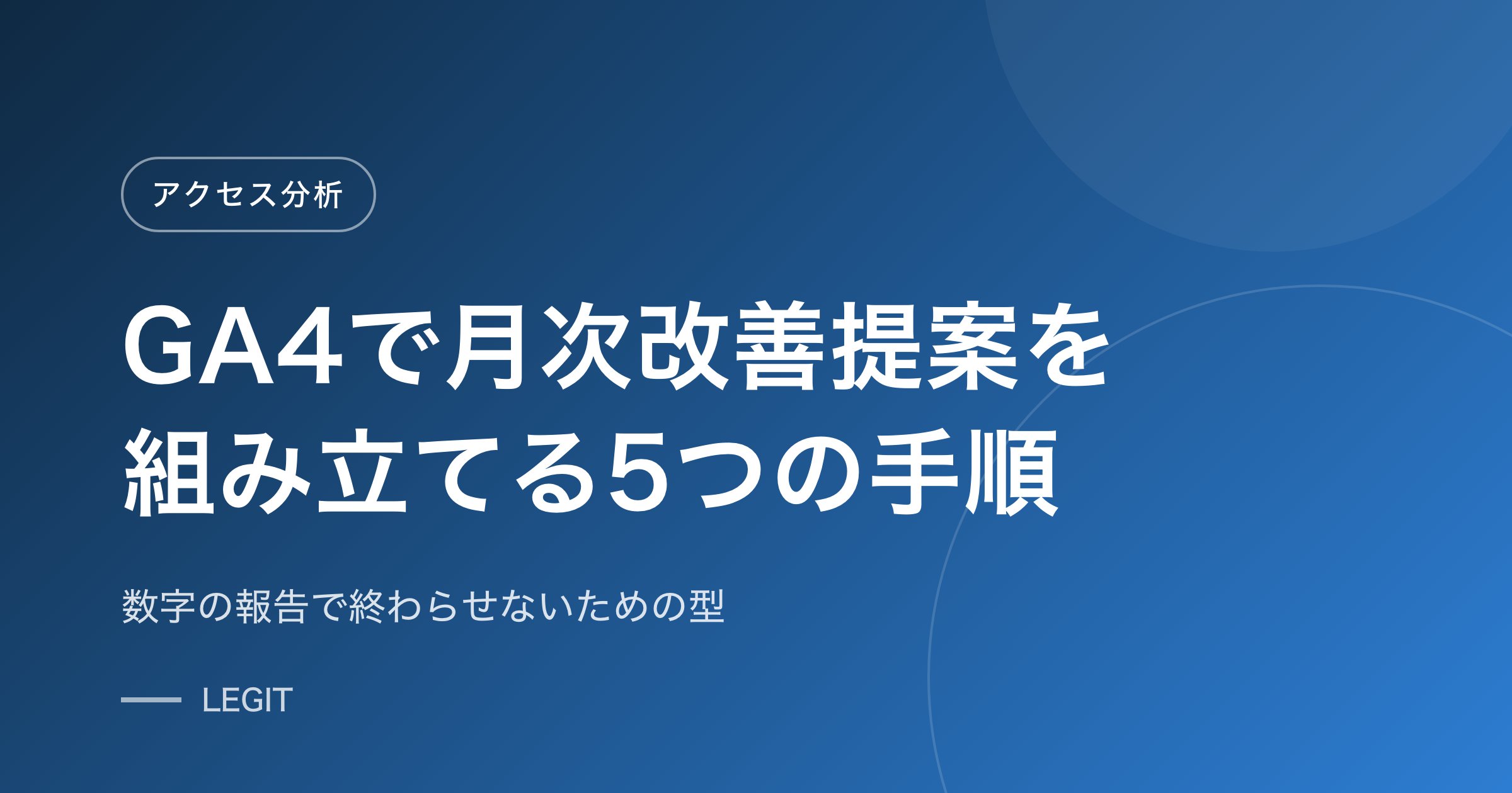 GA4で月次改善提案を組み立てる5つの手順